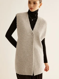 Wool-Blend Breasted Sweater Vest