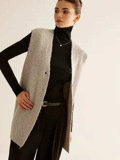 Wool-Blend Breasted Sweater Vest
