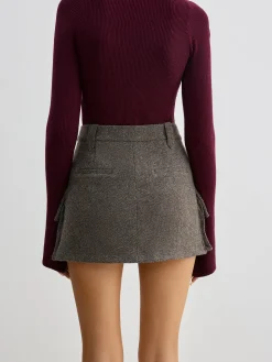 Wool-Blend Cargo Pockets Skirt