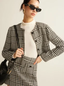Wool-Blend Checked Blazer