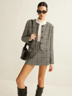 Wool-Blend Checked Mini Skirt