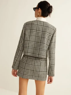 Wool-Blend Checked Mini Skirt