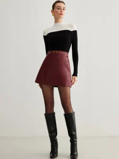 Wool-Blend Color Block Knit Top