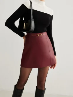 Wool-Blend Color Block Knit Top