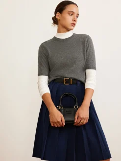 Wool-Blend Crew Neck Knit Top