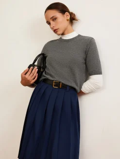 Wool-Blend Crew Neck Knit Top