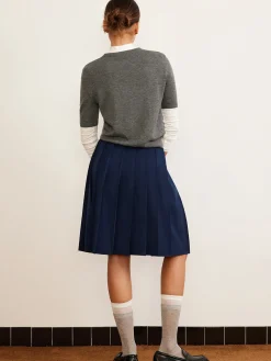 Wool-Blend Crew Neck Knit Top