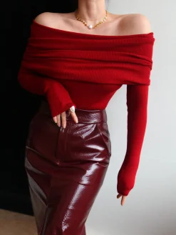 Wool-Blend Elegant Ruched Slim Sweater