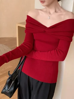 Wool-Blend Knotted Ruched Knit Top