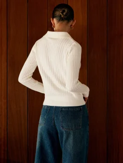 Wool-Blend Lapel Knit Cardigan