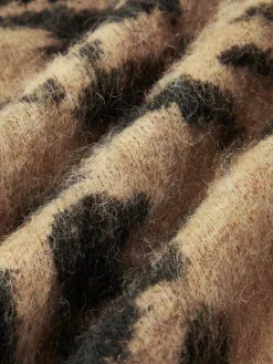 Wool-Blend Leopard Fuzzy Sweater