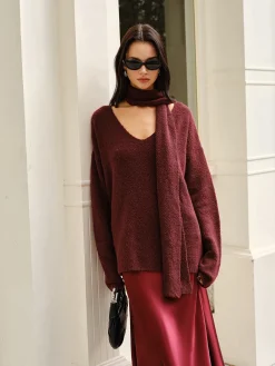 Wool-Blend Loose Scarf Sweater