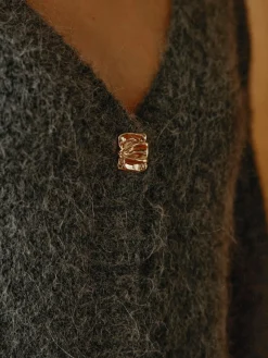 Wool-Blend Metal Button Knit Outerwear