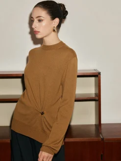 Wool-Blend Metal Knotted Sweater