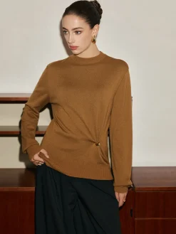 Wool-Blend Metal Knotted Sweater