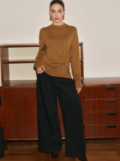 Wool-Blend Metal Knotted Sweater