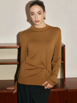 Wool-Blend Metal Knotted Sweater