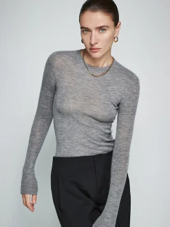 Wool-Blend Minimalist Skinny Knit Top