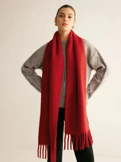 Wool-Blend Minimalist Tassel Scarf