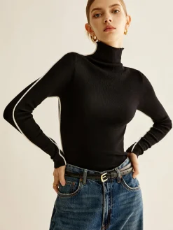 Wool-Blend Mock-Neck Knit Top