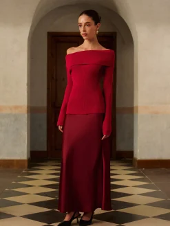 Wool-Blend Off-Shoulder Ribbed Sweater