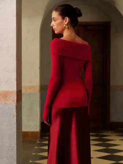 Wool-Blend Off-Shoulder Ribbed Sweater