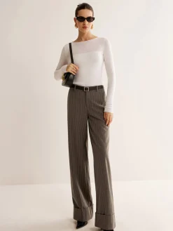 Wool-Blend Panel Slim Sweater