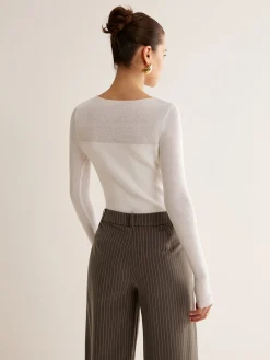 Wool-Blend Panel Slim Sweater