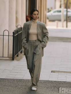 Wool-Blend Pinstripe Tweed Pants