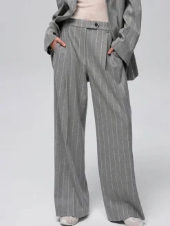 Wool-Blend Pinstripe Tweed Pants