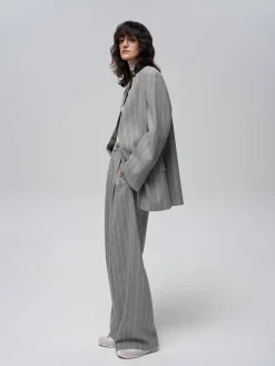 Wool-Blend Pinstripe Tweed Pants