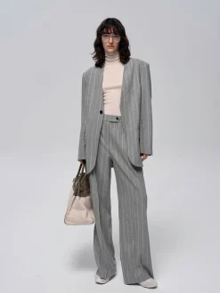 Wool-Blend Pinstripe Tweed Pants