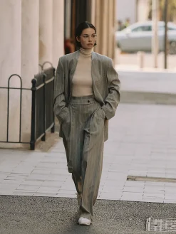 Wool-Blend Pinstripe Tweed Pants