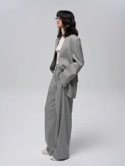 Wool-Blend Pinstripe Tweed Pants