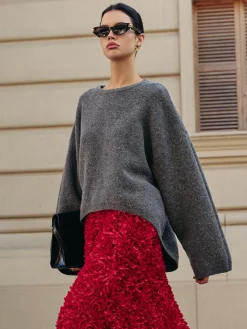Wool-Blend Plain Pullover Sweater