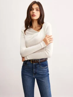 Wool-Blend Pleated Knit Top