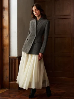 Wool-Blend Polka Dot Slim Blazer