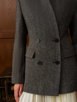 Wool-Blend Polka Dot Slim Blazer