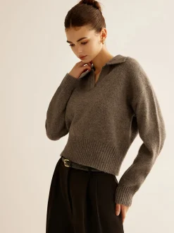 Wool-Blend Polo Sweater