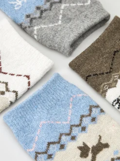 Wool-Blend Puppy-Pattern Socks