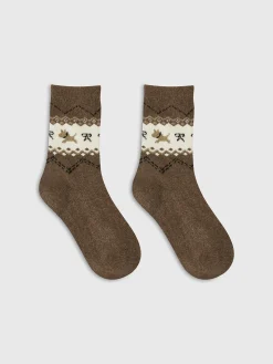 Wool-Blend Puppy-Pattern Socks