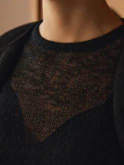 Wool-Blend Sheer Knit Top