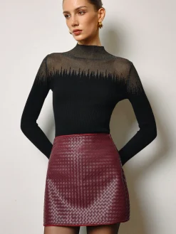 Wool-Blend Sheer-Detail Slim Knit Top