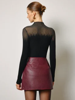 Wool-Blend Sheer-Detail Slim Knit Top