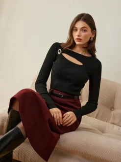 Wool-Blend Skinny Knit Top