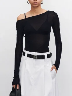 Wool-Blend Skinny Sheer Sweater