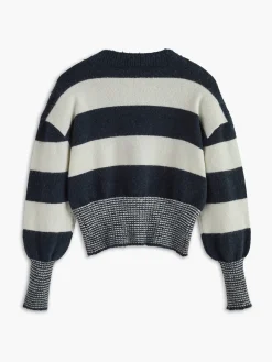 Wool-Blend Striped Cinched Cardigan
