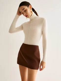 Wool-Blend Turtleneck Piping Sweater