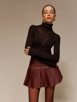 Wool-Blend Turtleneck Semi-Sheer Skinny Sweater