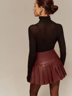 Wool-Blend Turtleneck Semi-Sheer Skinny Sweater
